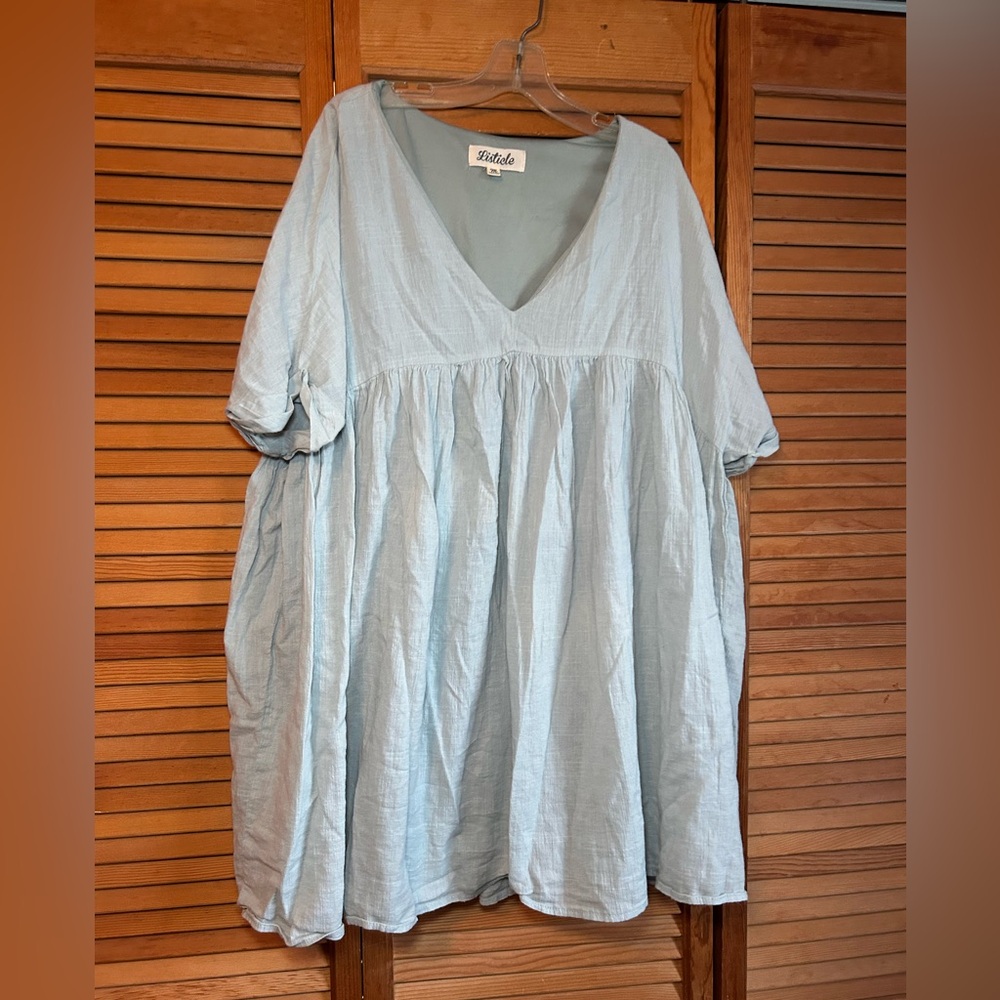 Listicle Mint Gauze babydoll dress v neck oversized size M